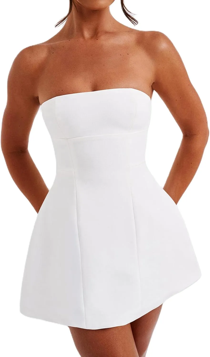 Women Sexy Backless Mini Dress Solid Color Sleeveless Open Back A Line Tank Dress Formal College Graduation Dresses