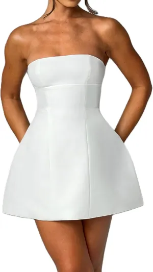 Women Sexy Backless Mini Dress Solid Color Sleeveless Open Back A Line Tank Dress Formal College Graduation Dresses