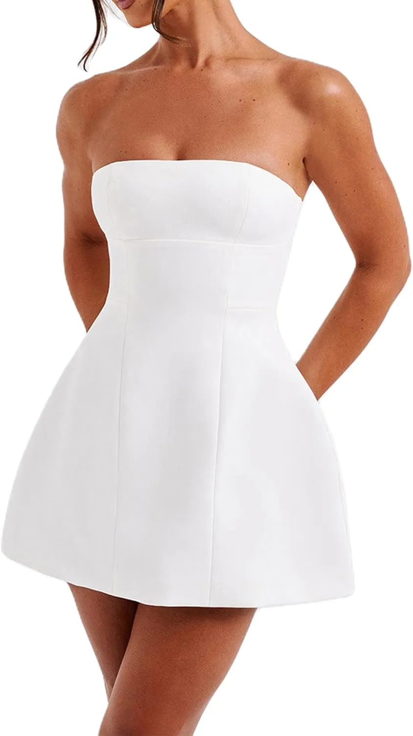 Women Sexy Backless Mini Dress Solid Color Sleeveless Open Back A Line Tank Dress Formal College Graduation Dresses