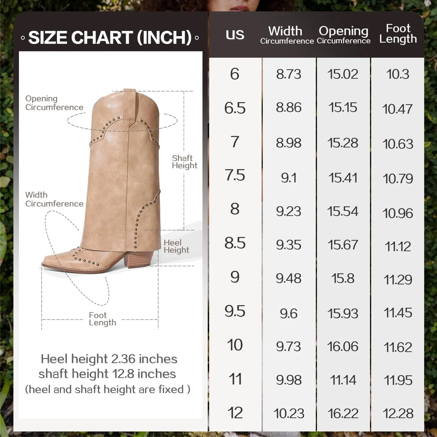 Women Shark Boots Fold Over Mid Calf Chunky Heel Snip Toe Cowboy Cowgirl Pull On Studded Boots for Women