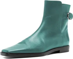 Women Square Closed Toe Flats Ankle Boot Strap Buckle Low Heel Short Booties Office Business Formal Shoe Size 4-16 US