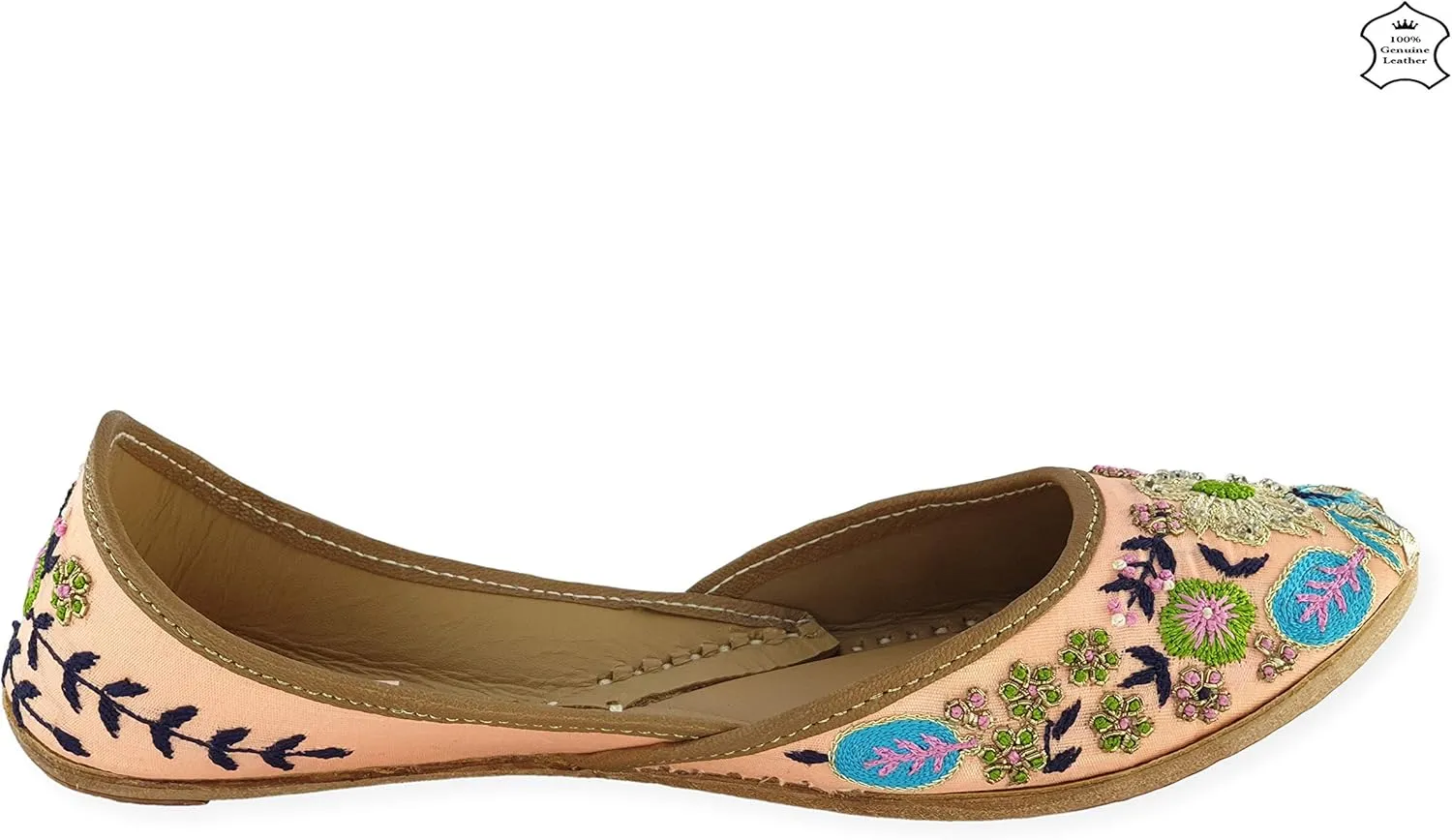 Women's Amaryllis Gold Multi Toned 100% Genuine Soft Leather Jutis | Bite and Pinch Free Juti| Punjabi Formal Jutti | Girl's Wedding Flat Jooti Ladies Mojari | Bridal Ethnic Flats |