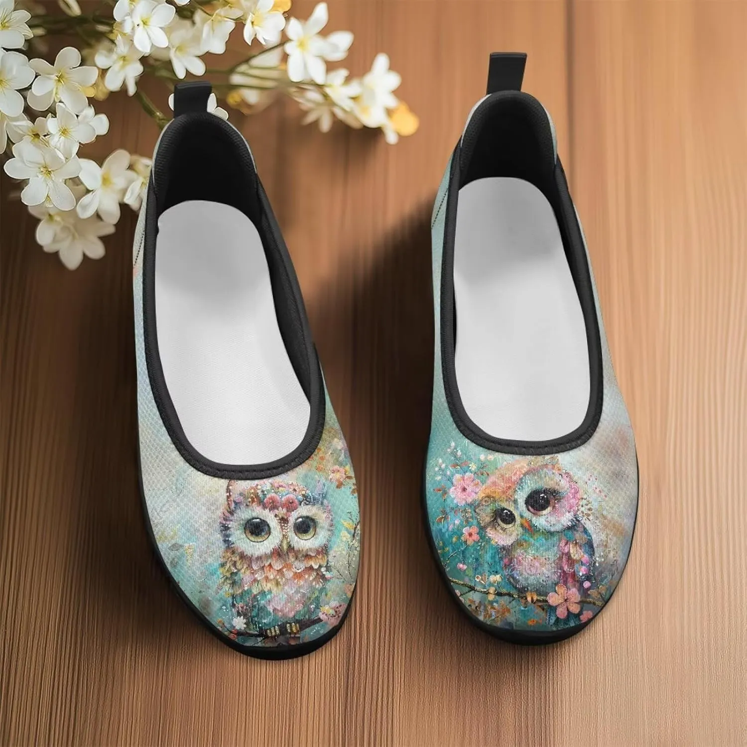 Women's Animals Slip On Sneakers Breathable Mesh Flats Shoes Lightweight Casual Walking Shoes for Shopping & Leisure Black Sole Size 6-11