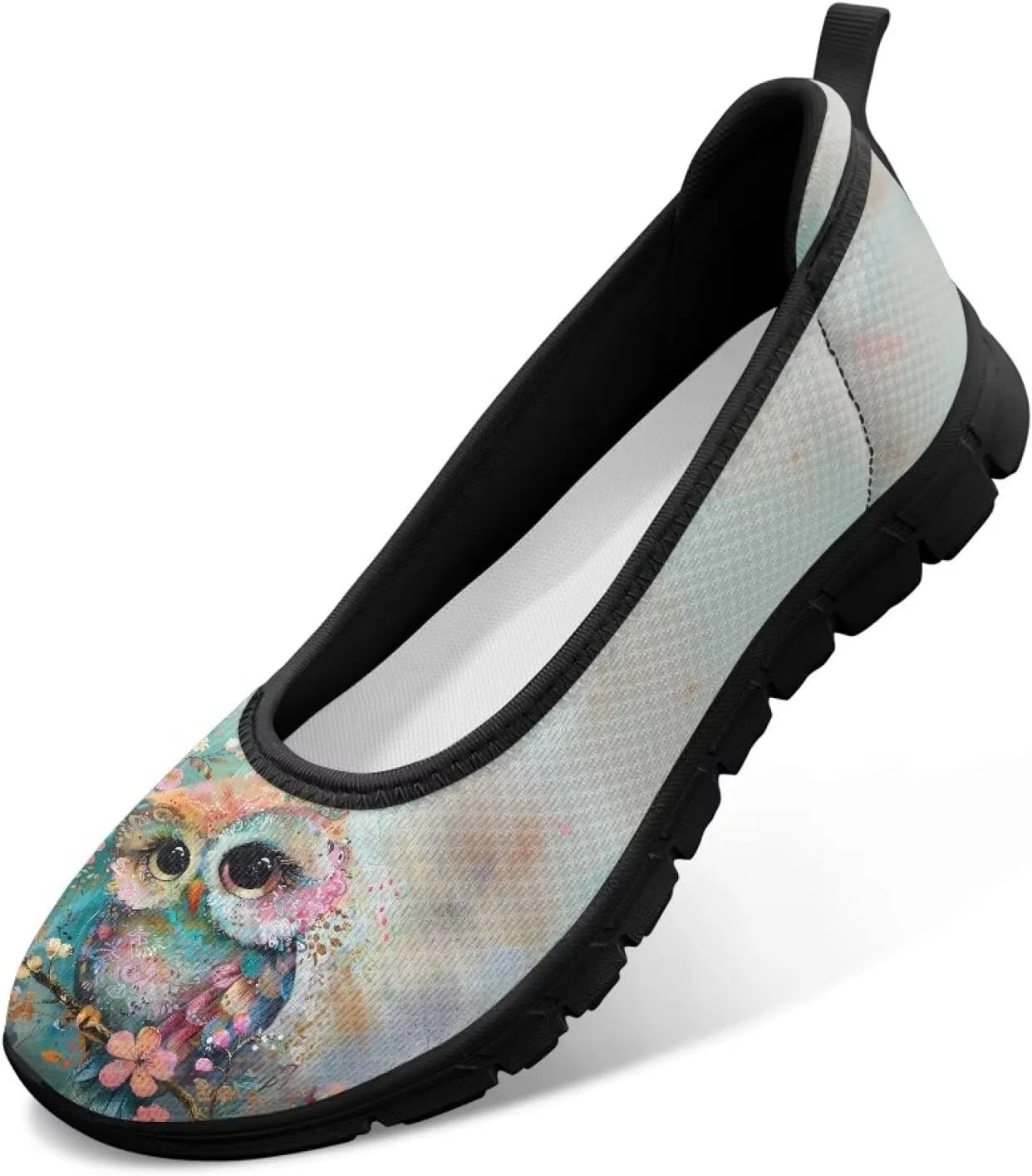 Women's Animals Slip On Sneakers Breathable Mesh Flats Shoes Lightweight Casual Walking Shoes for Shopping & Leisure Black Sole Size 6-11