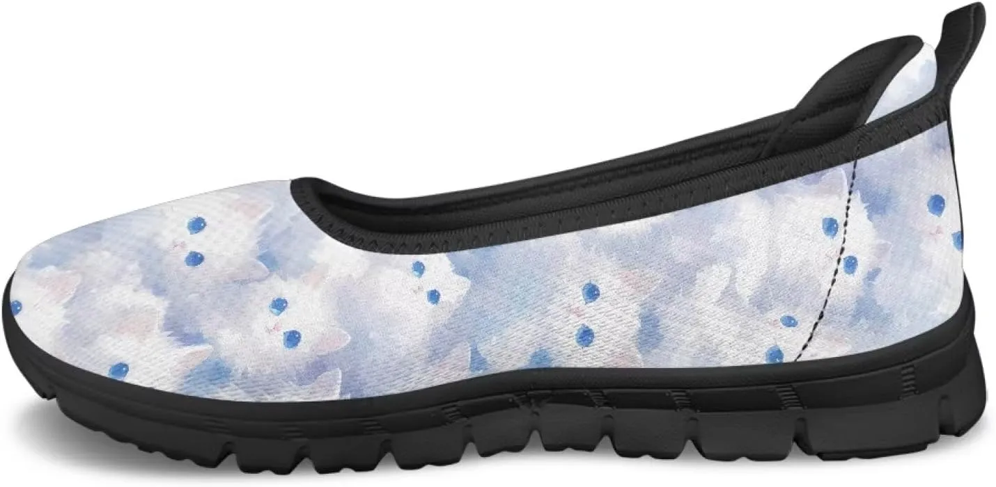 Women's Animals Slip On Sneakers Breathable Mesh Flats Shoes Lightweight Casual Walking Shoes for Shopping & Leisure Black Sole Size 6-11