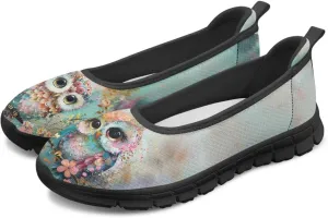 Women's Animals Slip On Sneakers Breathable Mesh Flats Shoes Lightweight Casual Walking Shoes for Shopping & Leisure Black Sole Size 6-11