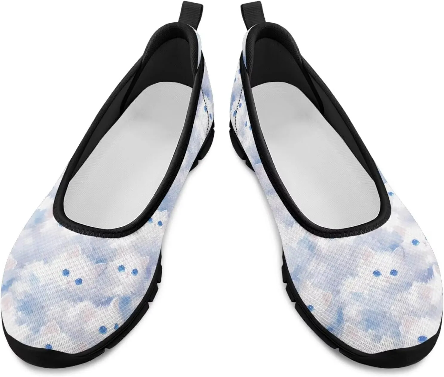 Women's Animals Slip On Sneakers Breathable Mesh Flats Shoes Lightweight Casual Walking Shoes for Shopping & Leisure Black Sole Size 6-11