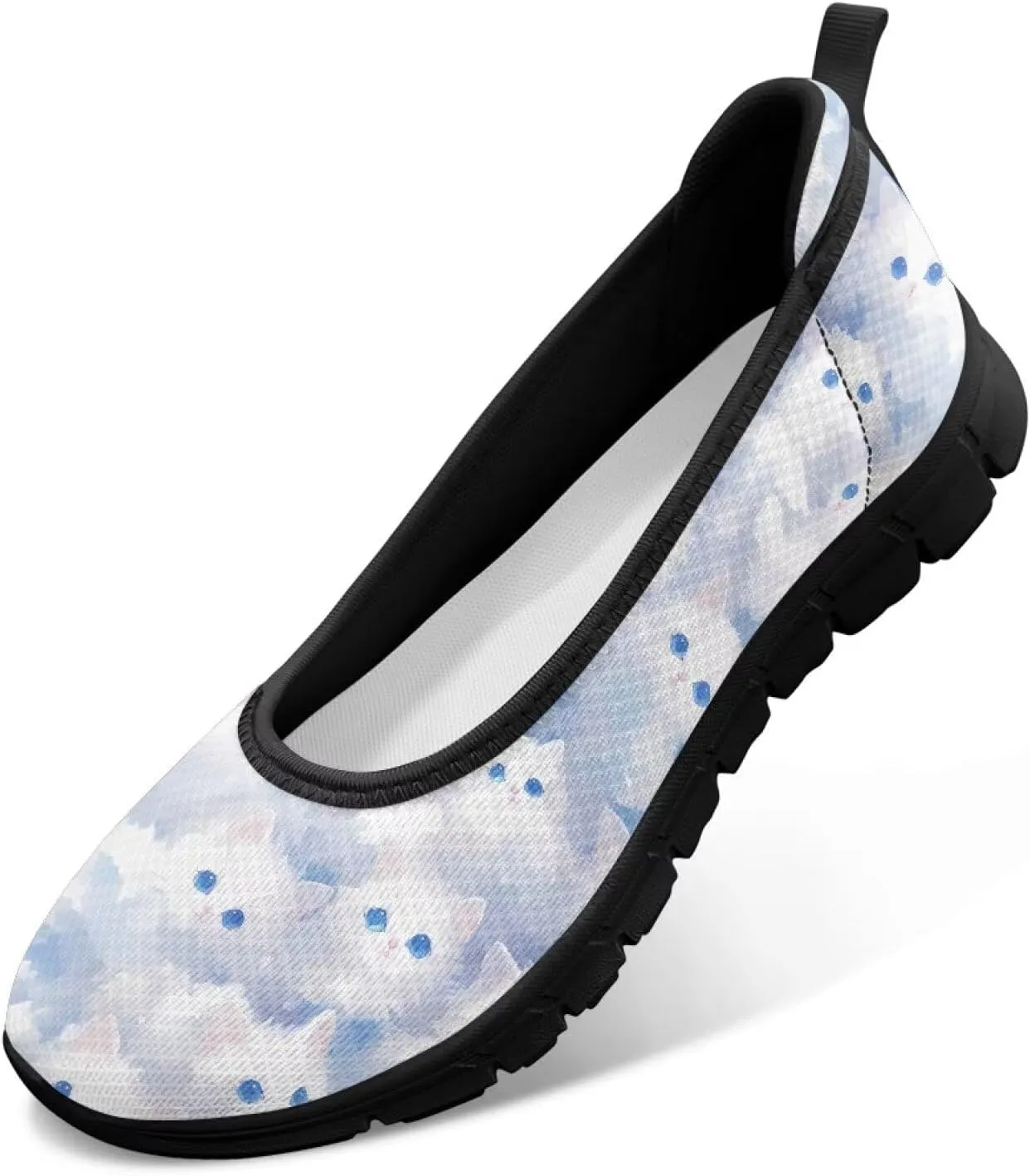 Women's Animals Slip On Sneakers Breathable Mesh Flats Shoes Lightweight Casual Walking Shoes for Shopping & Leisure Black Sole Size 6-11