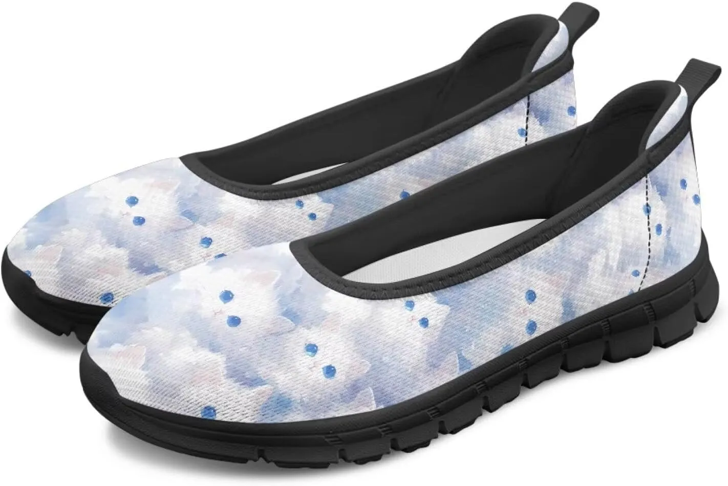 Women's Animals Slip On Sneakers Breathable Mesh Flats Shoes Lightweight Casual Walking Shoes for Shopping & Leisure Black Sole Size 6-11