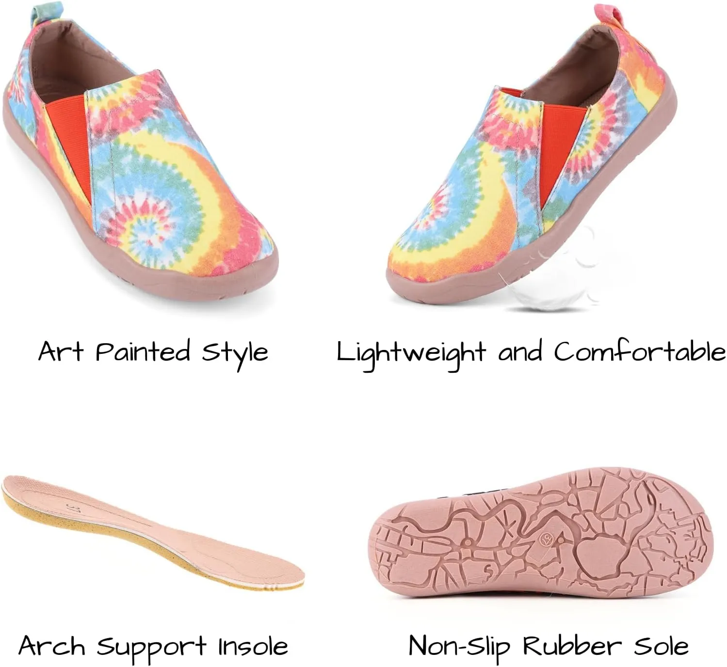 Women's Art Painted Casual Loafers, Extra Wide Slip-on Diabetic Shoes for Women, Comfortable Canvas Arch Support Walking Shoes