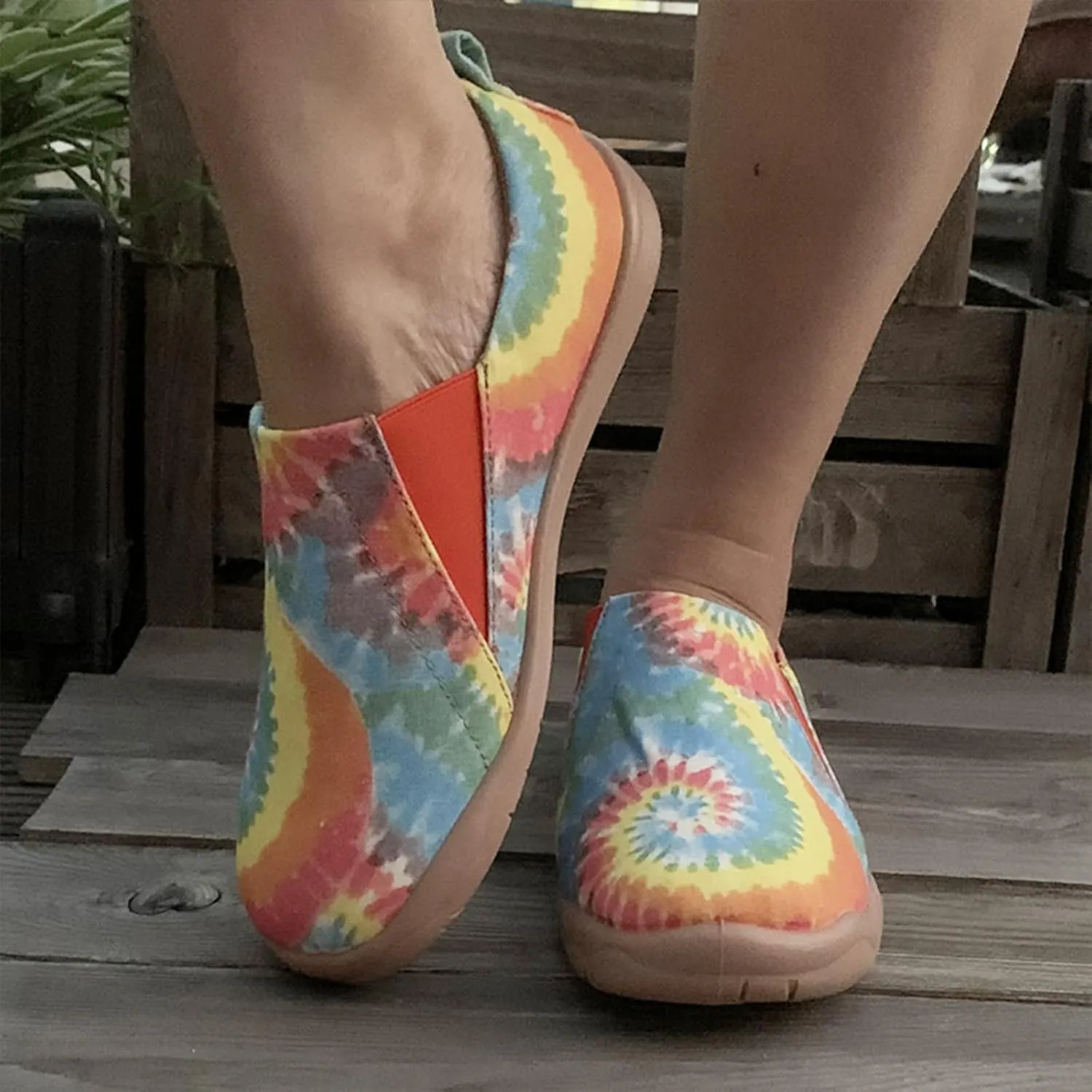 Women's Art Painted Casual Loafers, Extra Wide Slip-on Diabetic Shoes for Women, Comfortable Canvas Arch Support Walking Shoes