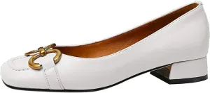 Women's Ballet Flats Chunky Block Low Heel Slip on Pumps