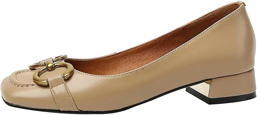 Women's Ballet Flats Chunky Block Low Heel Slip on Pumps