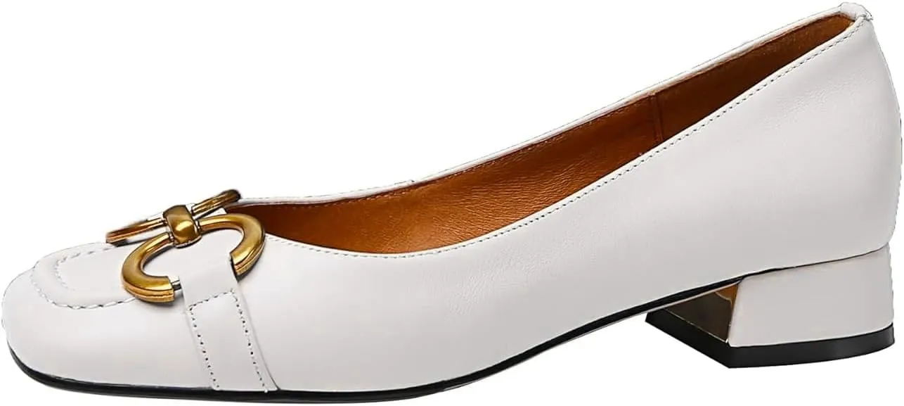 Women's Ballet Flats Chunky Block Low Heel Slip on Pumps