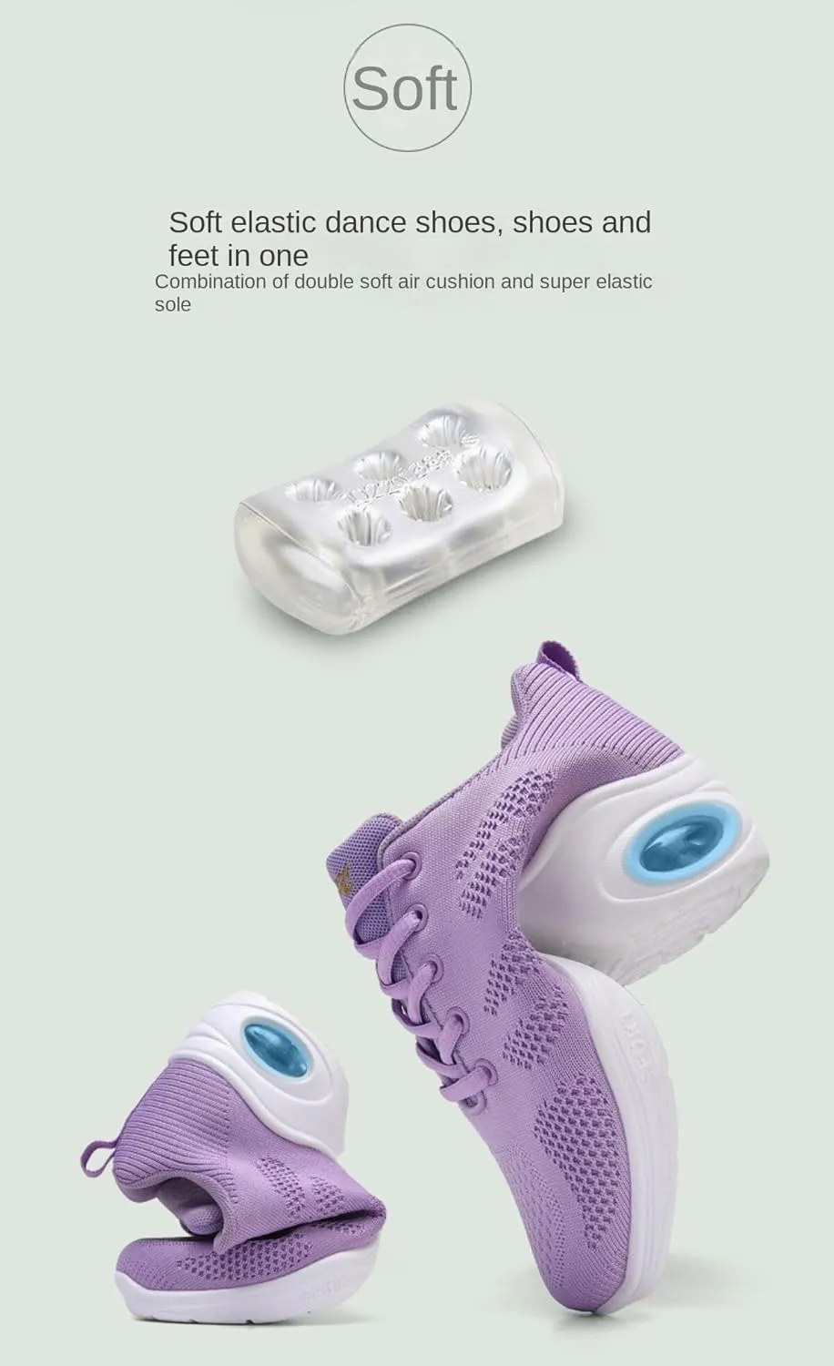 Women's Breathable Air Cushion Jazz Dance Shoes Lace Up Mesh Sneakers Athletic Walking Dance Thick Soled