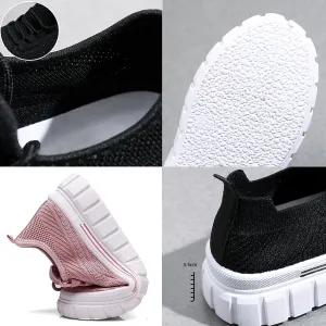 Women's Breathable Mesh Lace Up Walking Shoes, Casual Fashion Anti-Slip Sneakers,Lightweight Soft Sole Walking Shoes