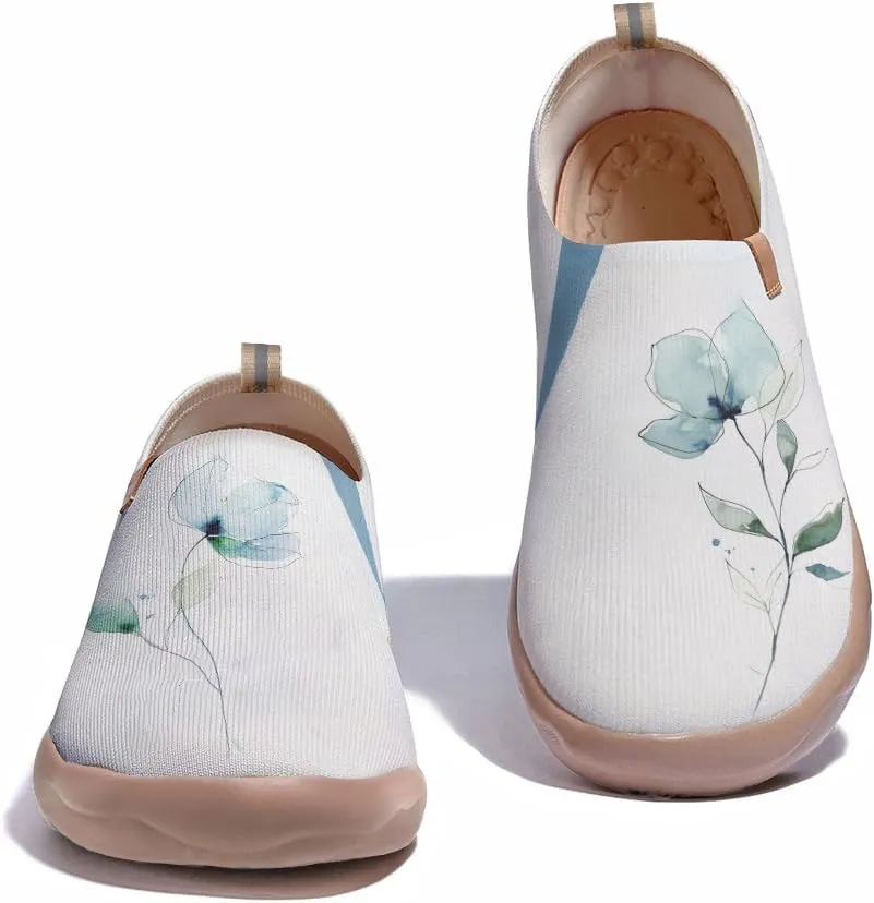 Women's Casual Sneakers Lightweight Walking Slip On Shoes Art Painted Knitted Travel Loafers