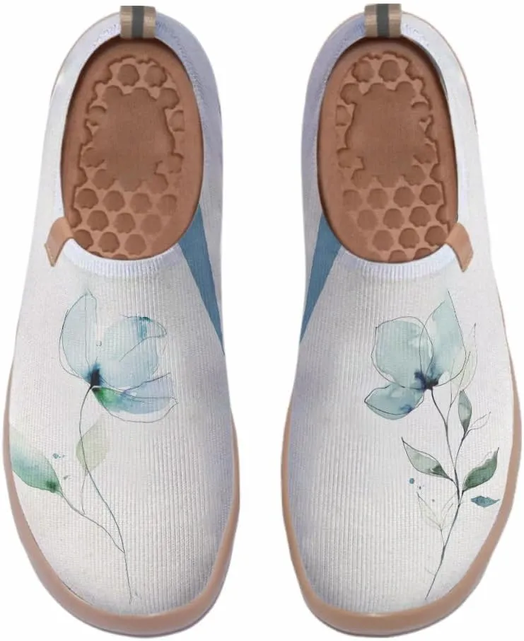 Women's Casual Sneakers Lightweight Walking Slip On Shoes Art Painted Knitted Travel Loafers