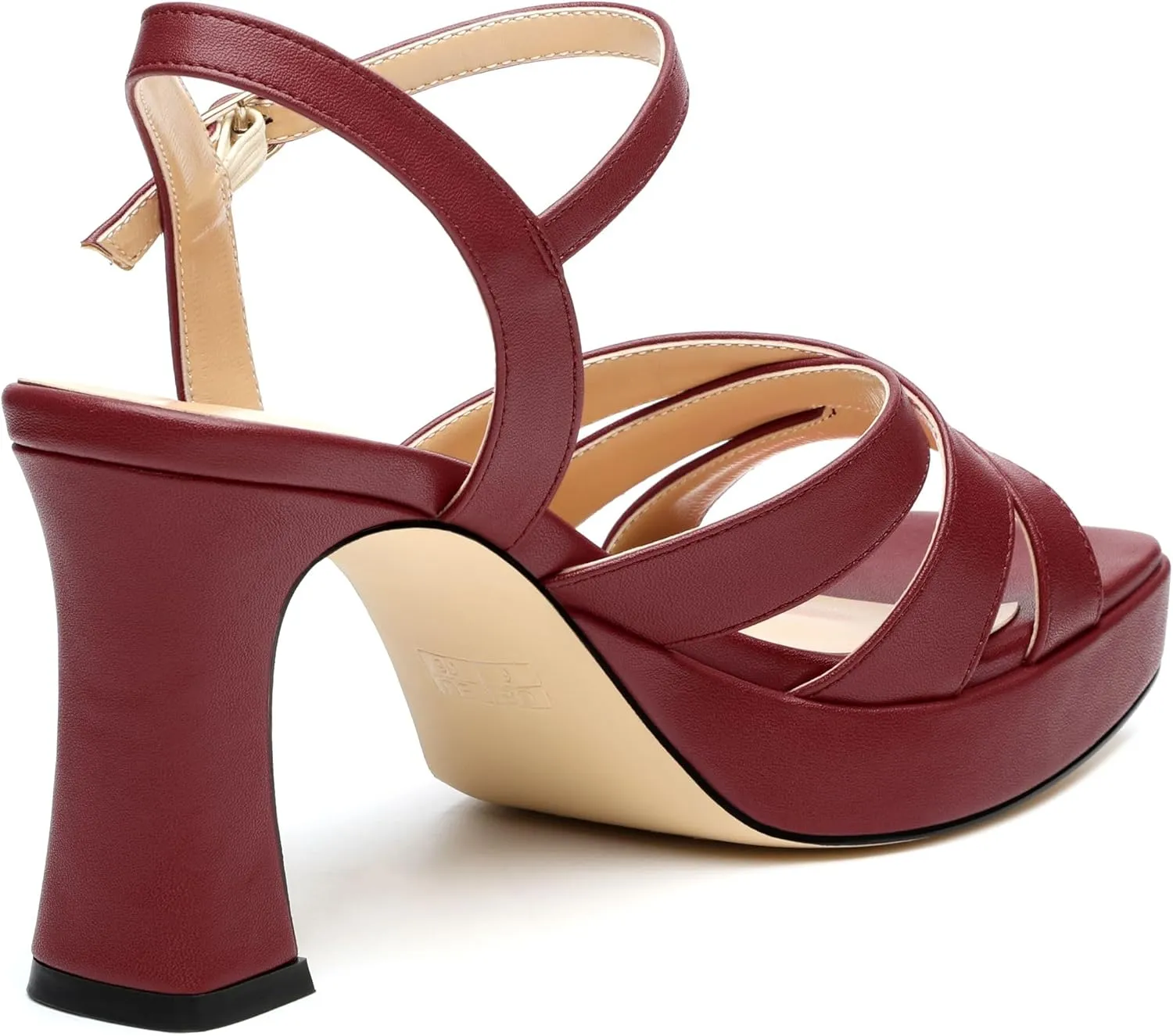 Women's Chunky Platform High Heels Block Heeled Sandals Open Square Toe Ankle Strap Dress Wedding Party Sandal Shoes 3.3''