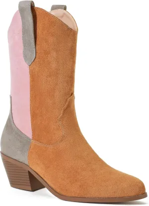 Women's Classic Pointed Toe Cowgirl Boot Female Mid-Calf Booties for Women Comfortable Soft Casual Office Dating Booties