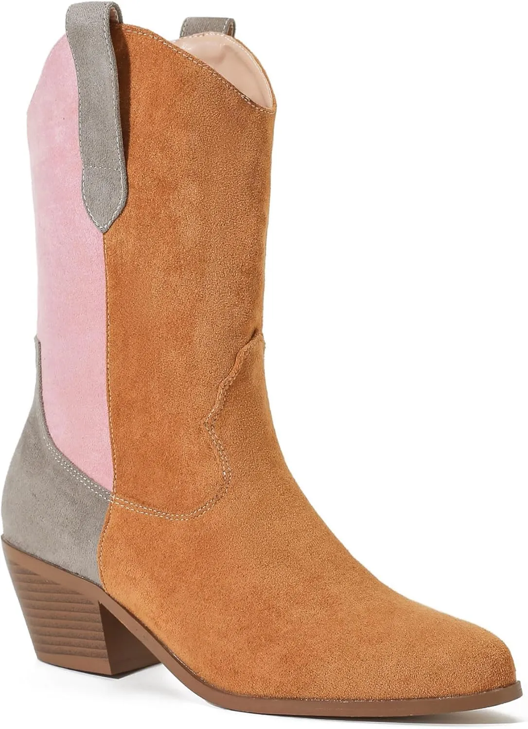 Women's Classic Pointed Toe Cowgirl Boot Female Mid-Calf Booties for Women Comfortable Soft Casual Office Dating Booties
