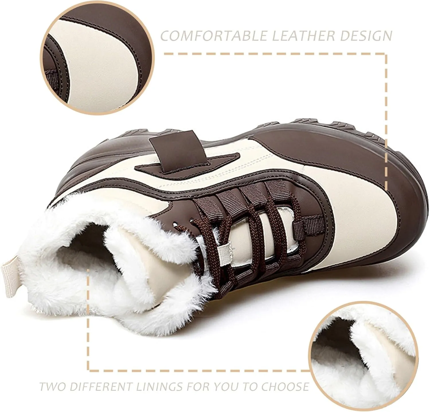 Women's Color Matching Platform Casual Sneakers Retro Round Head Plus Velvet Warm Chunky Non-Slip Fashion Lace-Up Dad Shoes Comfortable Wedge Heel Walking Sneakers