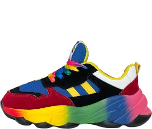 Women's Colorblocking Thick Sole Sneakers,Lace-up Low Top Round Toe Non-Slip Soft Air Cushion Sneakers,Outdoor Casual Shoes