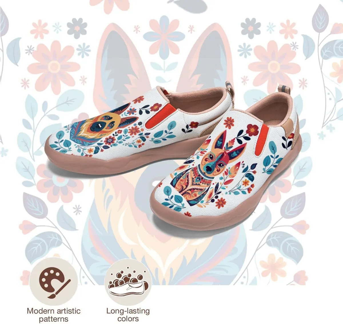 Women's Comfortable Loafers Slip Ons Walking Casual Lightweight Animal Painted Athletic Shoes Ethnic Tribal Style