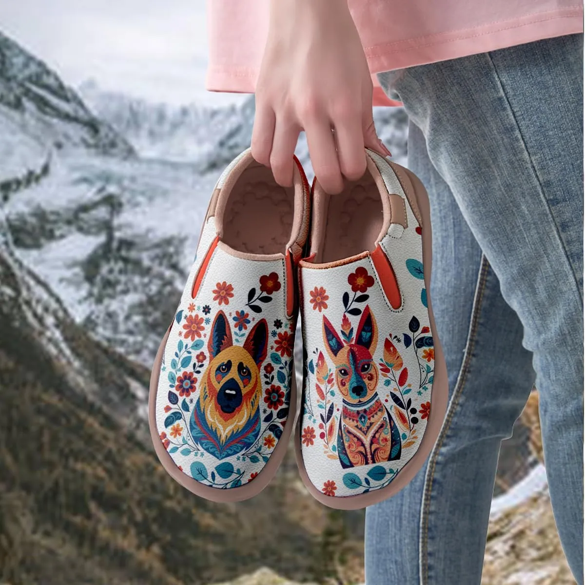 Women's Comfortable Loafers Slip Ons Walking Casual Lightweight Animal Painted Athletic Shoes Ethnic Tribal Style