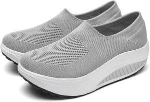 Women's Comfortable Thick Bottom Mesh Breathable Loafers Shoes Comfortable, Lightweight, Non-Slip Rocker Walking Shoes.