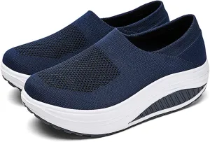 Women's Comfortable Thick Bottom Mesh Breathable Loafers Shoes Comfortable, Lightweight, Non-Slip Rocker Walking Shoes.