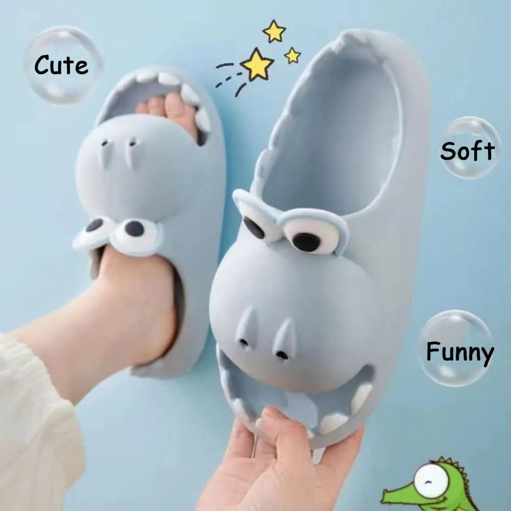 Women's Dinosaur Slippers Cute Big Mouth Sandals EVA Open Toe Soft Slippers Casual Beach Shoes Spa Sandals indoor outdoor