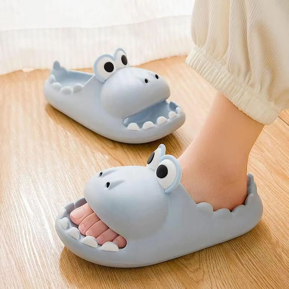 Women's Dinosaur Slippers Cute Big Mouth Sandals EVA Open Toe Soft Slippers Casual Beach Shoes Spa Sandals indoor outdoor