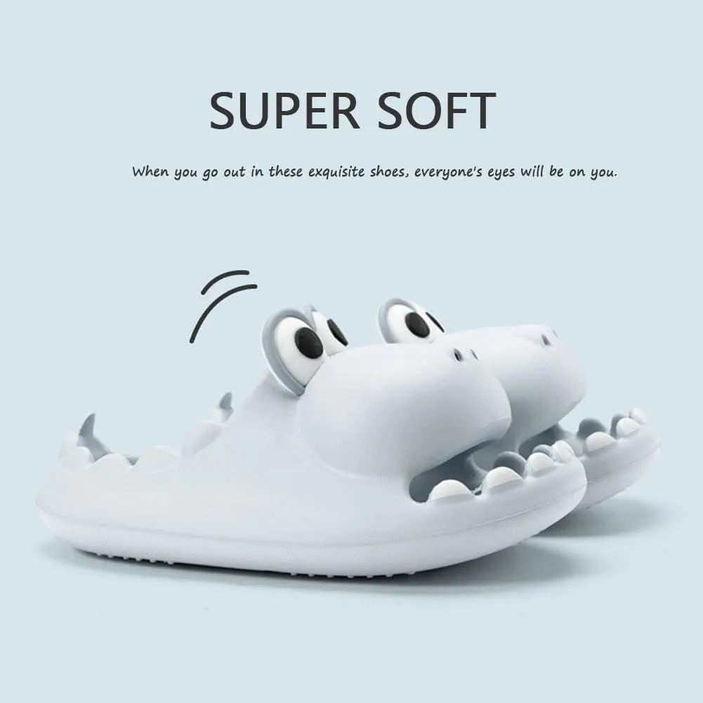 Women's Dinosaur Slippers Cute Big Mouth Sandals EVA Open Toe Soft Slippers Casual Beach Shoes Spa Sandals indoor outdoor