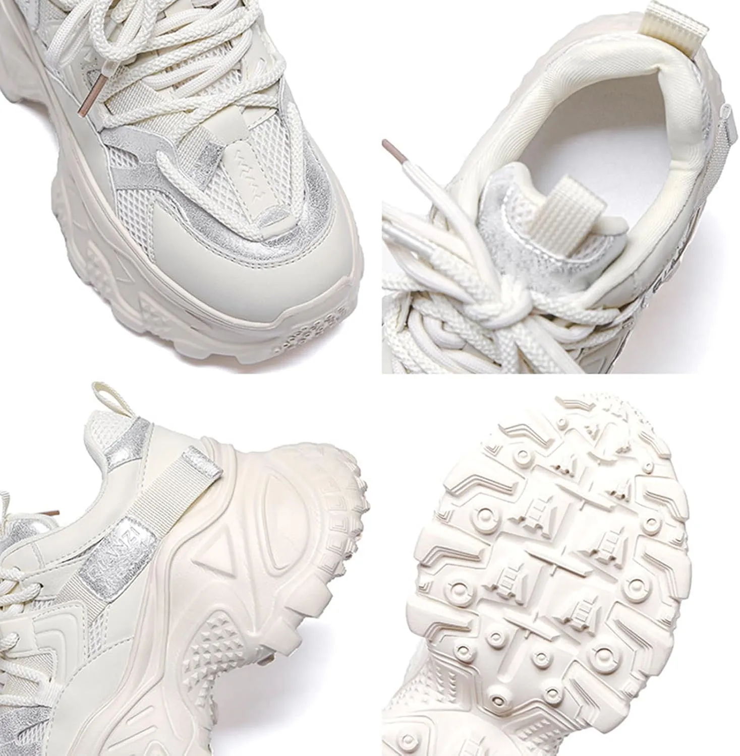 Women's Fashion Sneakers Thick Bottom Colorblocking Chunky Sneakers Casual Mesh Breathable Fashion Lace-up Shoes Women's Oxfords Platform Shoes for Women
