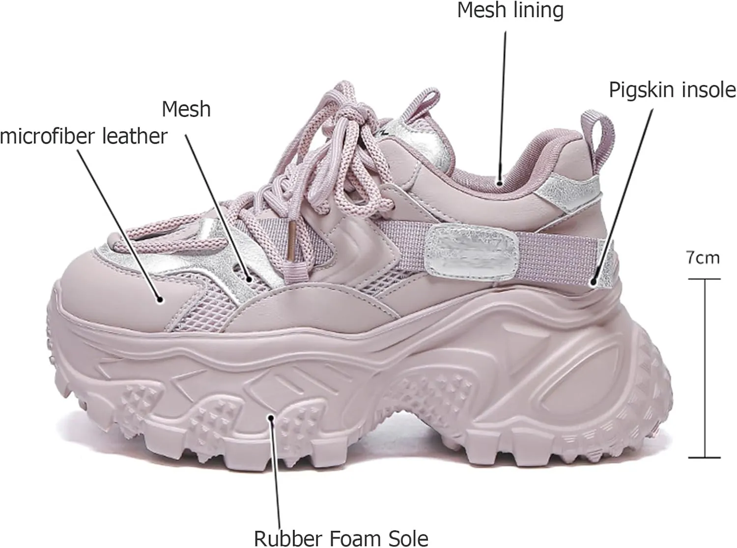 Women's Fashion Sneakers Thick Bottom Colorblocking Chunky Sneakers Casual Mesh Breathable Fashion Lace-up Shoes Women's Oxfords Platform Shoes for Women