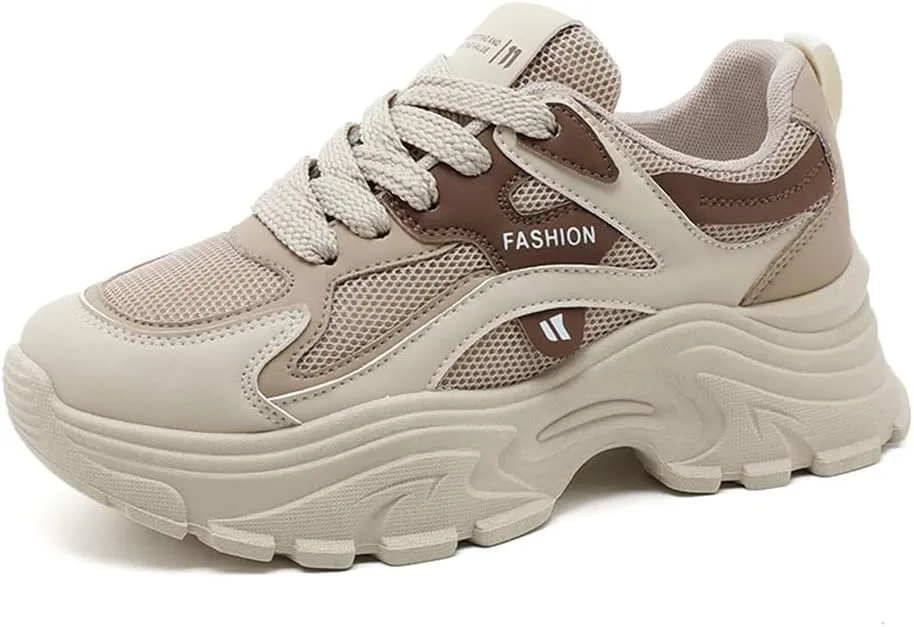 Women's Fashion Thick Sole Mesh Sneakers Road Running Walking Shoes