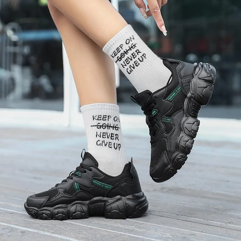 Women's Fashion Thick Sole Mesh Sneakers Road Running Walking Shoes