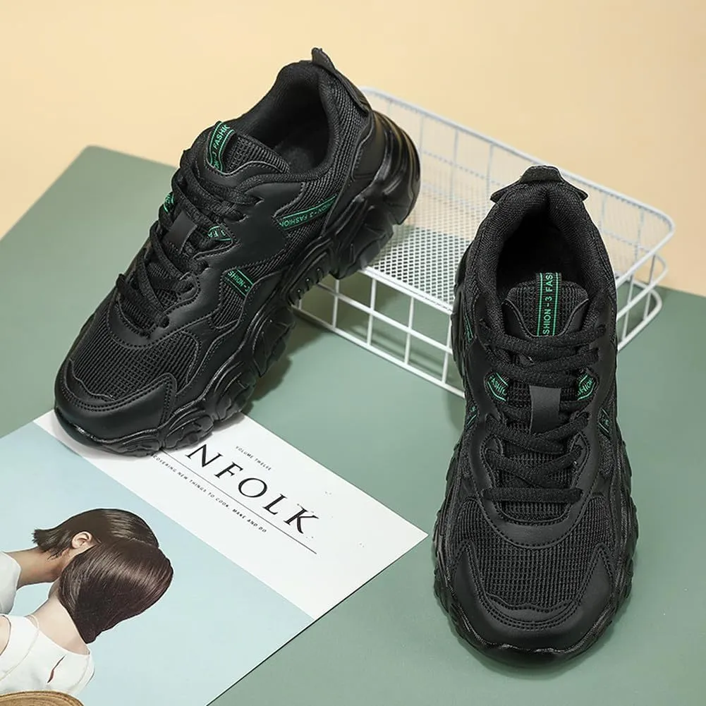 Women's Fashion Thick Sole Mesh Sneakers Road Running Walking Shoes