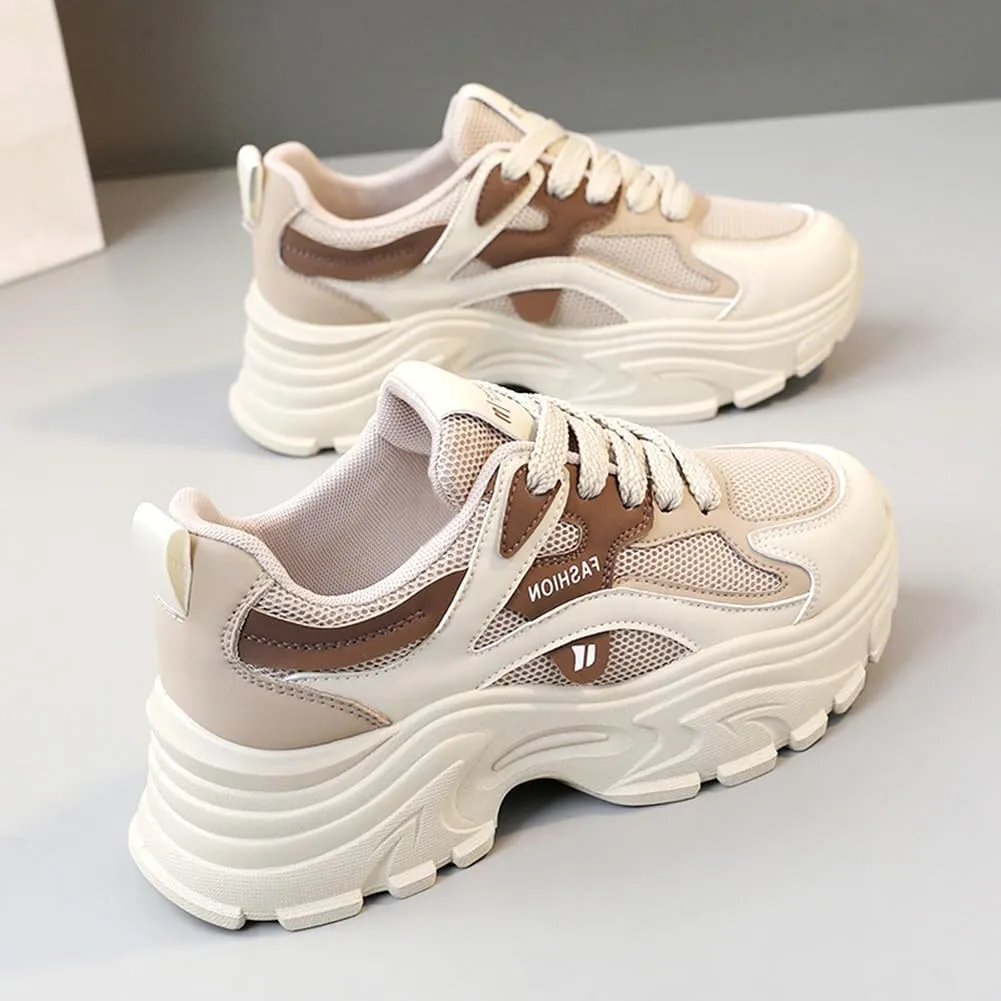 Women's Fashion Thick Sole Mesh Sneakers Road Running Walking Shoes