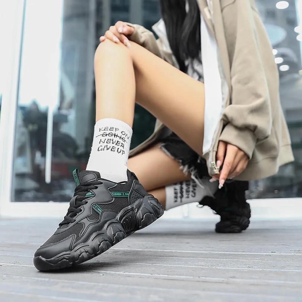 Women's Fashion Thick Sole Mesh Sneakers Road Running Walking Shoes