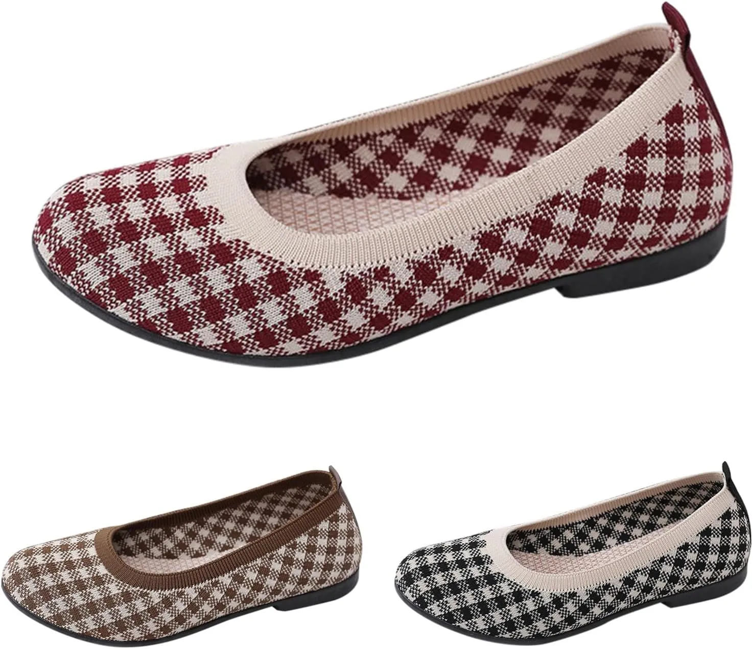 Women's Flat Ballet Shoes Knit Flat Shoes for Women Round Toe Slip on Women Flats for Dressy Casual Office Work Wedding Comfort Soft