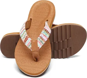 Women's Flip Flops with Arch Support - Yoga Mat Cushion Orthotic Thong Sandals for Plantar Fasciitis, Beach Walking Outdoor