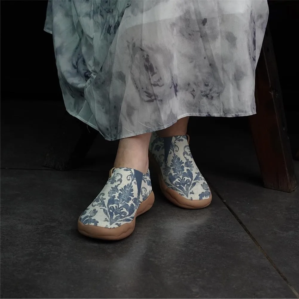 Women's Floral Art Painted Shoes Knitted Slip On Loafers Comfort Walking Sneakers