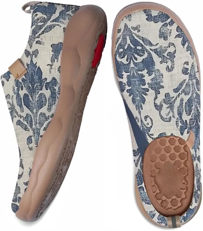 Women's Floral Art Painted Shoes Knitted Slip On Loafers Comfort Walking Sneakers