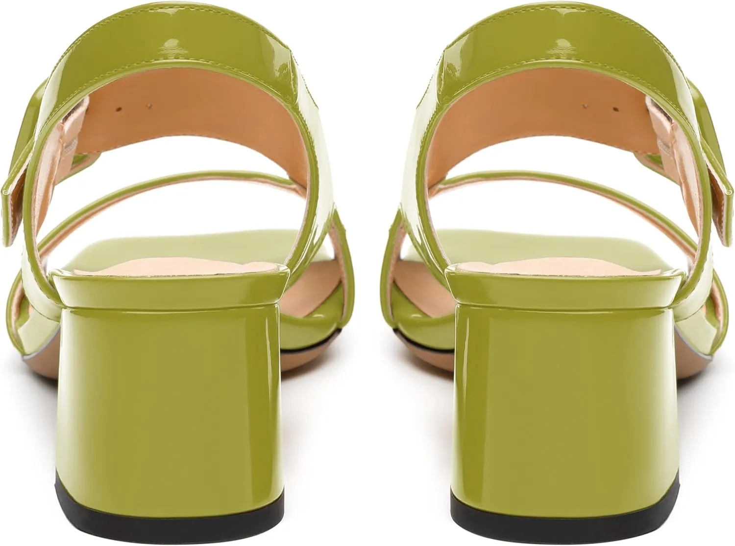 Womens Heeled Sandals Shoes, Square Peep Toe Mid Block Heel Ankle Strap Sandals for Women, Leather Insole Chunky Heel Sandals with Buckle 2"