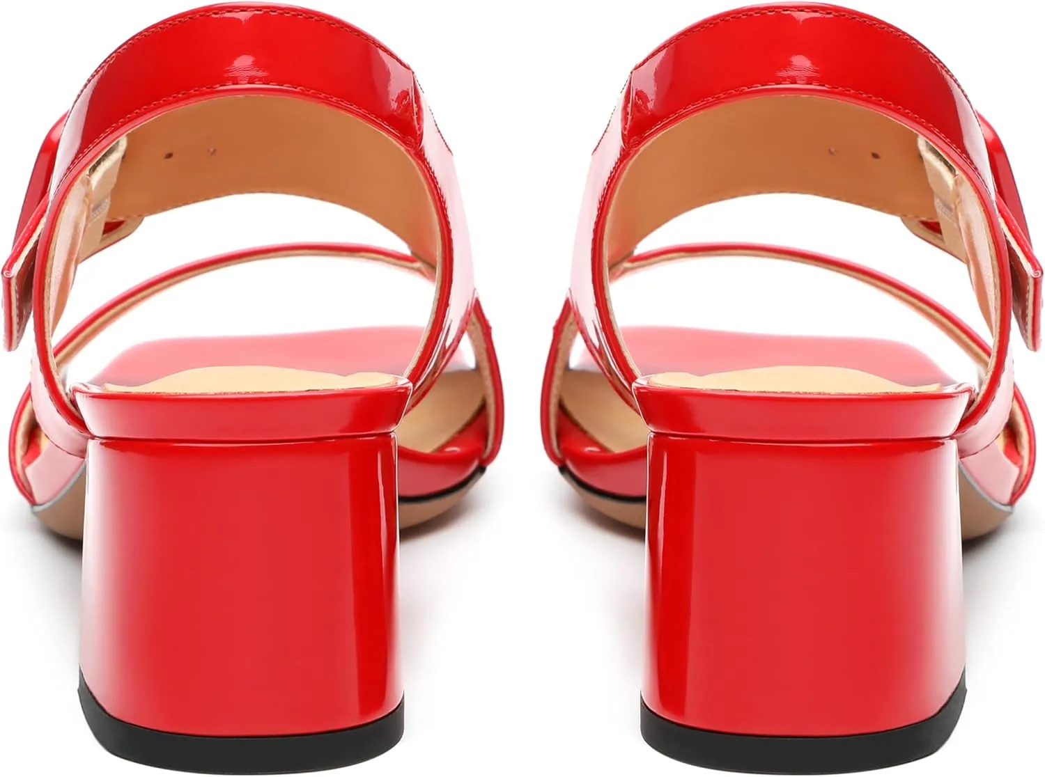 Womens Heeled Sandals Shoes, Square Peep Toe Mid Block Heel Ankle Strap Sandals for Women, Leather Insole Chunky Heel Sandals with Buckle 2"