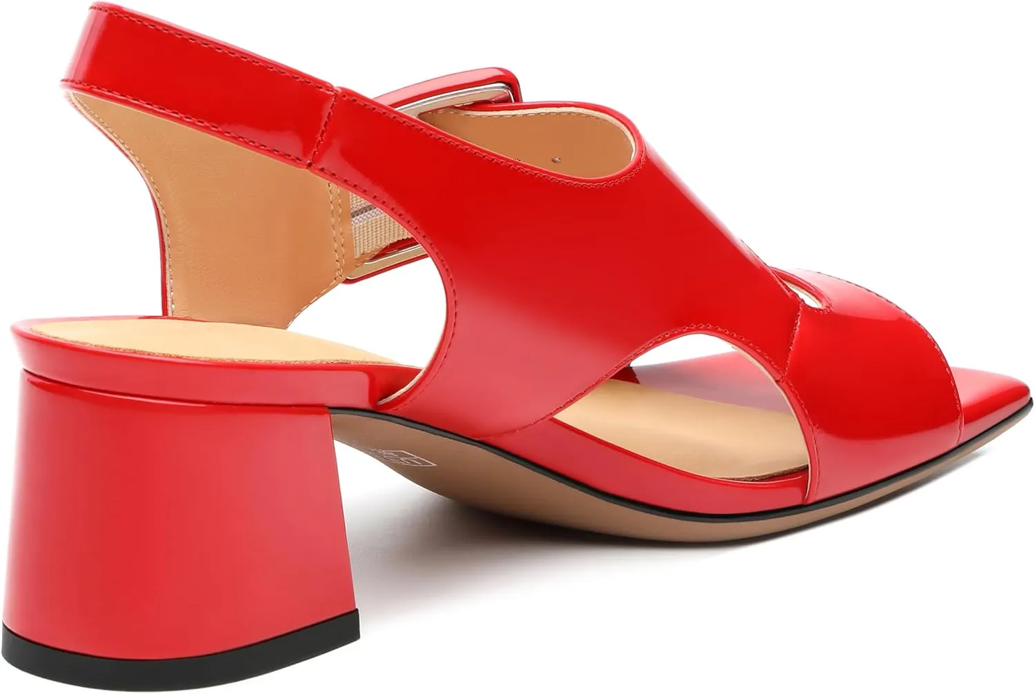 Womens Heeled Sandals Shoes, Square Peep Toe Mid Block Heel Ankle Strap Sandals for Women, Leather Insole Chunky Heel Sandals with Buckle 2"