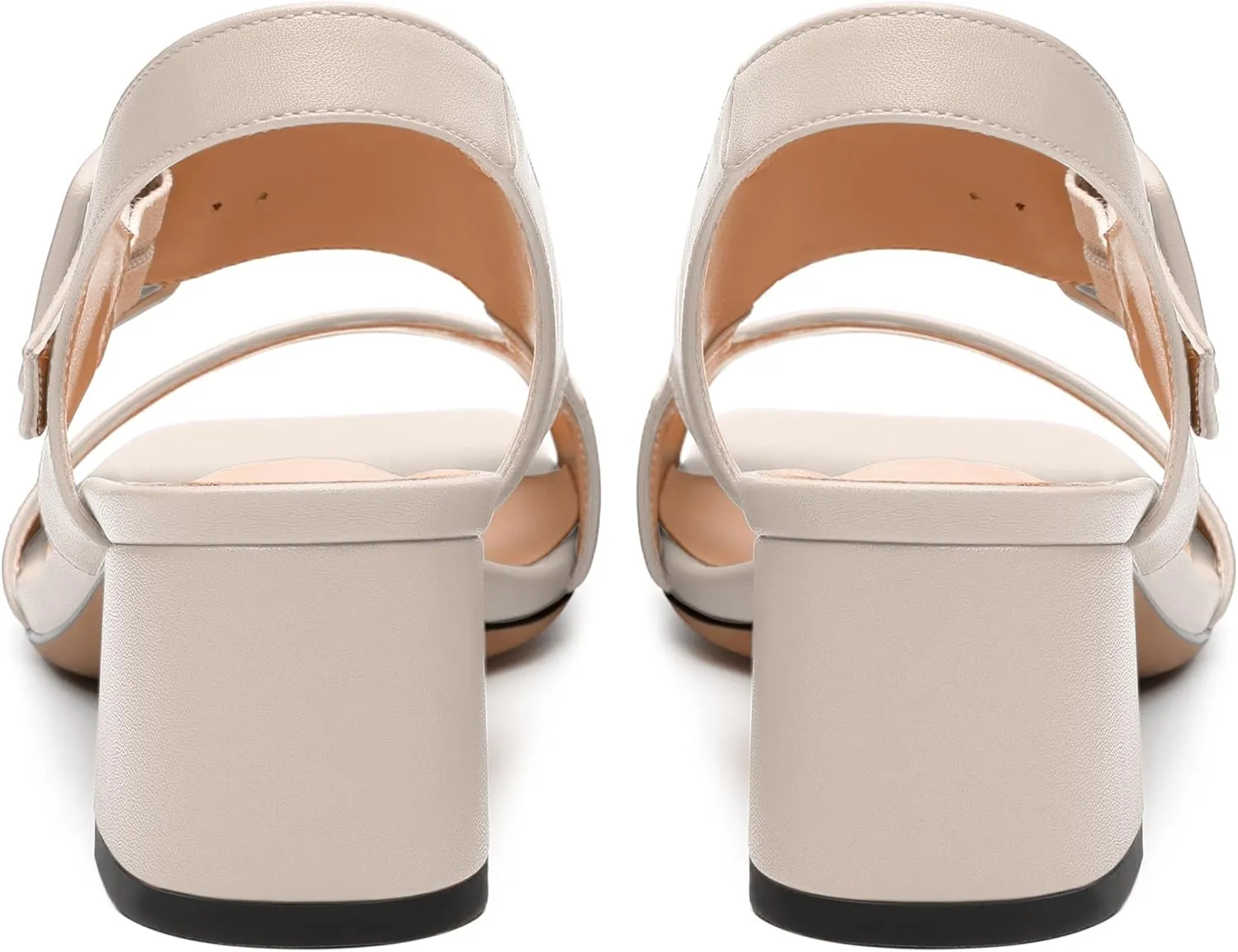 Womens Heeled Sandals Shoes, Square Peep Toe Mid Block Heel Ankle Strap Sandals for Women, Leather Insole Open Toe Chunky Heel Sandals 2"