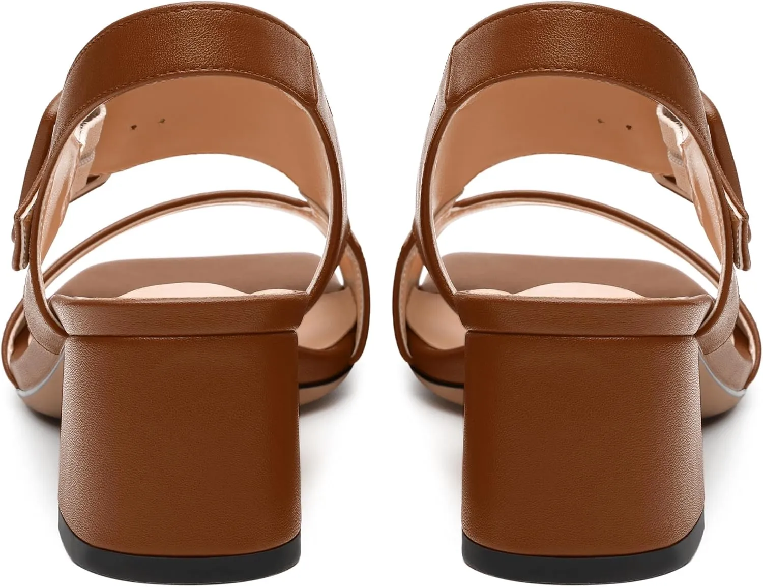 Womens Heeled Sandals Shoes, Square Peep Toe Mid Block Heel Ankle Strap Sandals for Women, Leather Insole Open Toe Chunky Heel Sandals 2"